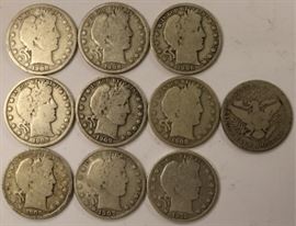 60 Silver Barber half dollars