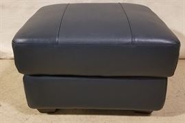 Leather Italia blue ottoman