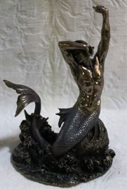 Bronze merman statue