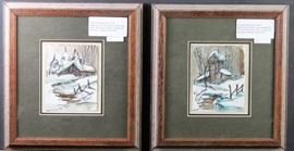 Original winter scenes by Anna Sandhu Ray with COA