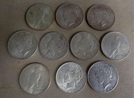 40 Peace silver dollar coins