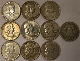 60 Ben Franklin half dollars