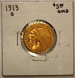 1913 S $5 Gold Indian