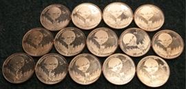 Reindeer across moon copper rounds