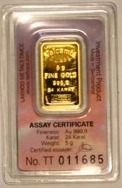 5 Gram Fine Gold .9999