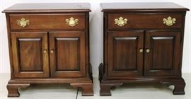 Pair bracket foot nightstands by Statton