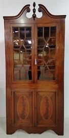 Inlaid mahogany corner cabinet 