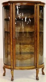 Oak curved glass china cabinet