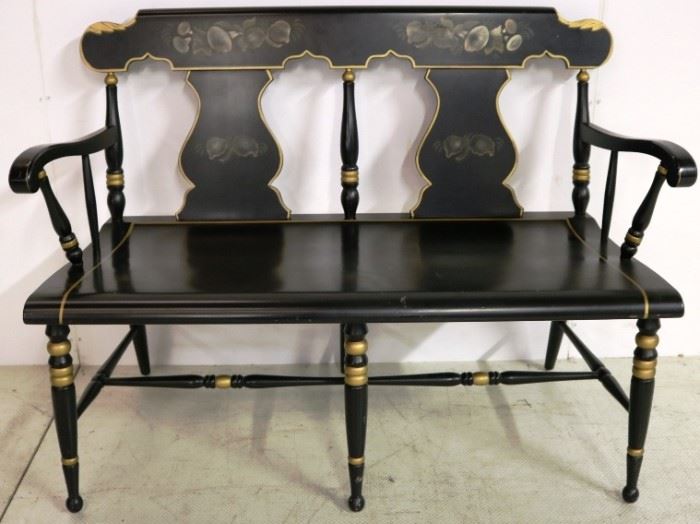 Black painted bench w/ gold trim