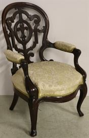 Att. to Belcher heavily carved arm chair