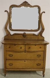 Fancy oak dresser with mirror
