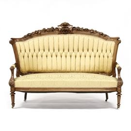 American Victorian carved rosewood sofa