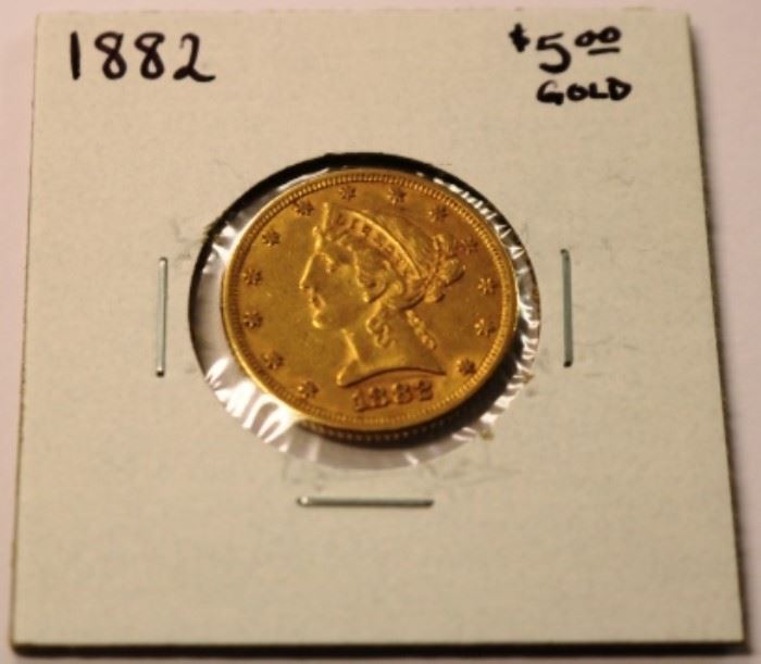 1882 $5.00 Gold Liberty 