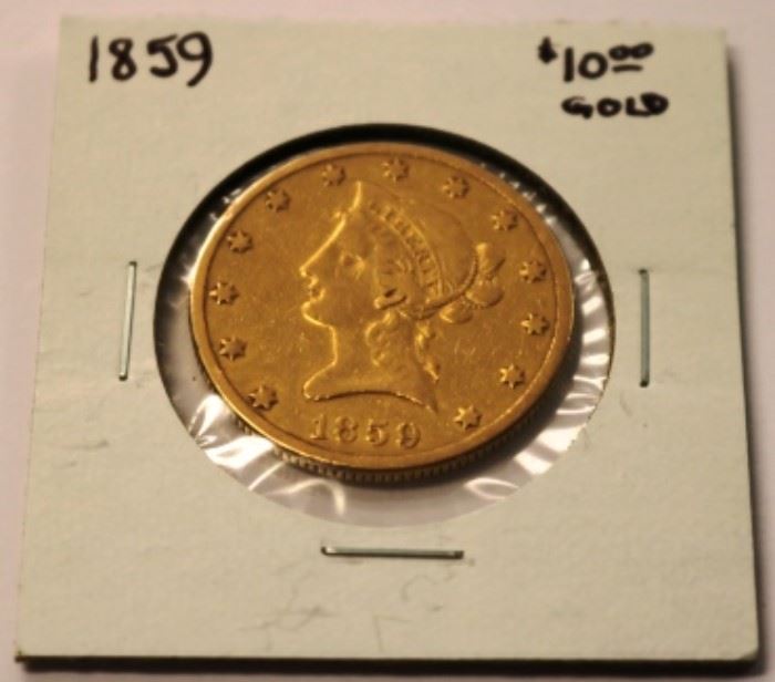 1859 $10.00 Gold Liberty 