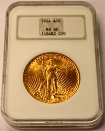 1924 $20.00 Saint Gaulden's Gold MS60 
