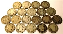 20 Assorted Date Barber Half Dollars 