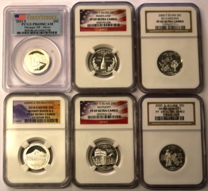 Lot of 6 Silver Proof Quarters 