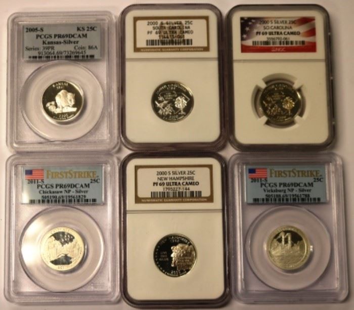 Lot of 6 Silver Proof Quarters 