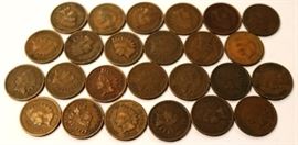 Lot of 25 Assorted Date Indian Head Pennies