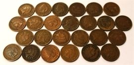 Lot of 25 Assorted Date Indian Head Pennies