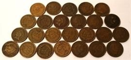 Lot of 25 Assorted Date Indian Head Pennies