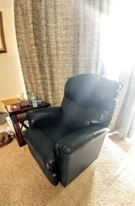 2 sage green leather rocker recliners