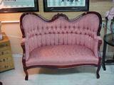 Pink Victorian Upholstered Sofa Late 1800's