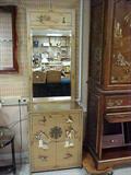 Oriental 2-door Cabinet and matching mirror