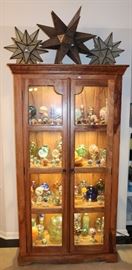 Lighted Curio with Lighted Stars