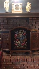 Victorian needlepoint Fireplace Screen. 