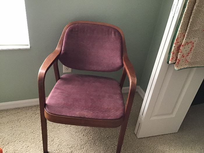 MCM Wood Framed Chair with Velvet Upholstery