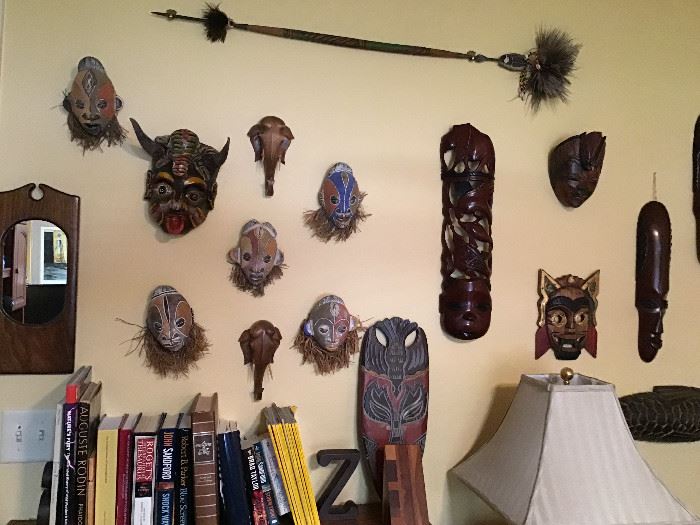 Collection of African masks and wood carvings