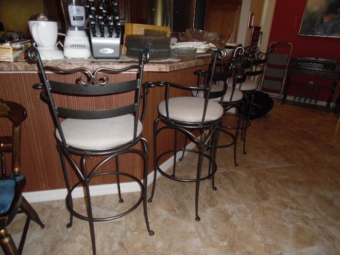 4 Bar stools, metal/swivel