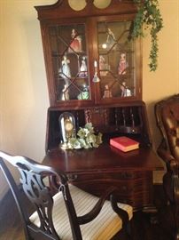 Antique desk chair; Royal Doulton lady figurines (secretary not for sale)