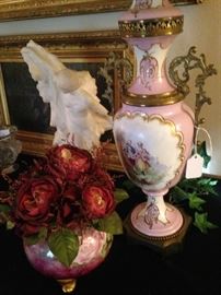 Vintage lamp and rose bowl