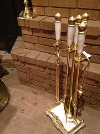 Beautiful marble and brass fireplace tools