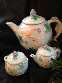 Majolica tea set  in robin egg blue