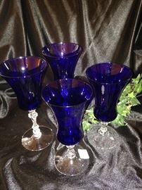 Some of the lovely cobalt blue stemware (in 2 sizes)