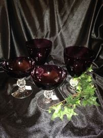 Amethyst colored stemware in 2 sizes