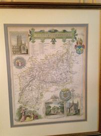 Framed map of Gloucestershire