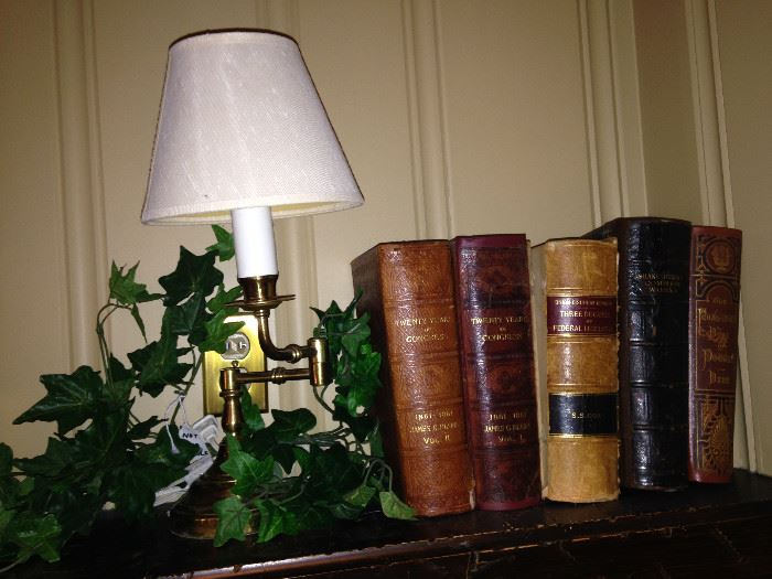 Small lamp; very old books from Colonel  William Smith Herndon's estate