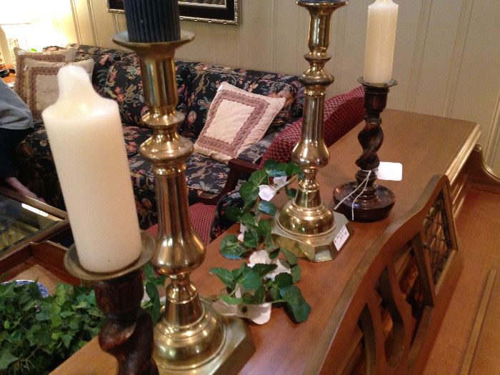Solid brass and antique barley twist candle holders