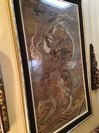 Antique framed Asian art