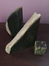 Alaskan jade book ends and paper weight