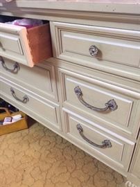 Vintage French Provincial bedroom set, including two twin beds, dressers, mirrors and side dresser. Priced to sell!