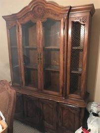 China Hutch - matching table and chairs and serving pieces.