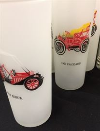 Assorted Frosted Tea Glasses Old Fashioned Cars