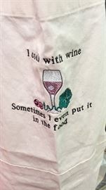 Cooking Apron Cute Catch Phrase ~ "I cook with wine.  Sometimes I even put it in the food".