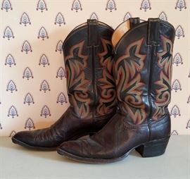Vintage JUSTIN Leather Cowboy Boots Size 10B