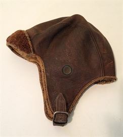 World War I Era Leather Aviators Cap & Scarf